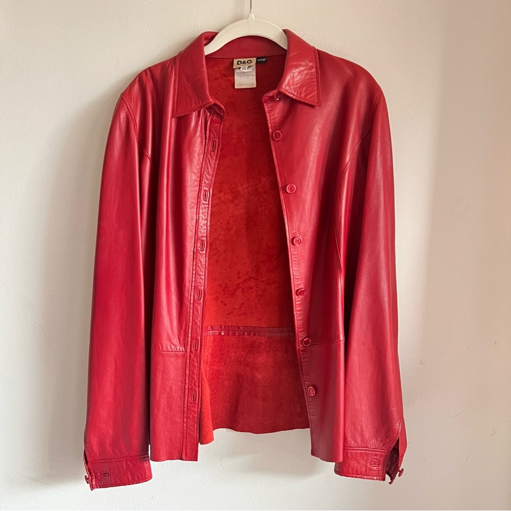 Vintage Dolce & Gabbana Red Leather Blazer